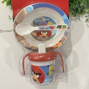 Angry Birds  Red Microwaveable Baby Sippy Cup Set 3 piece Bowl and Spoon